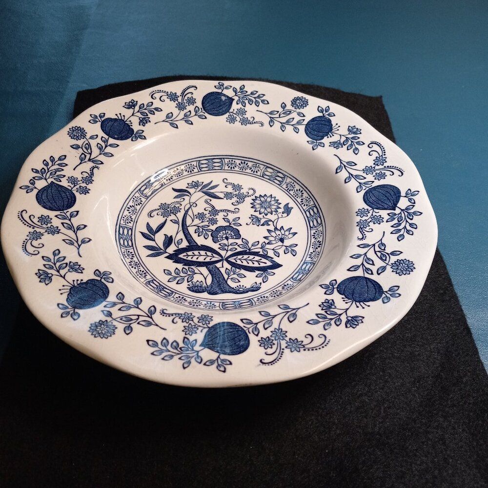 Blue Onion Enoch Wedgwood Tunstall LTD Hand Engraving Decorated Underglazed Bowl